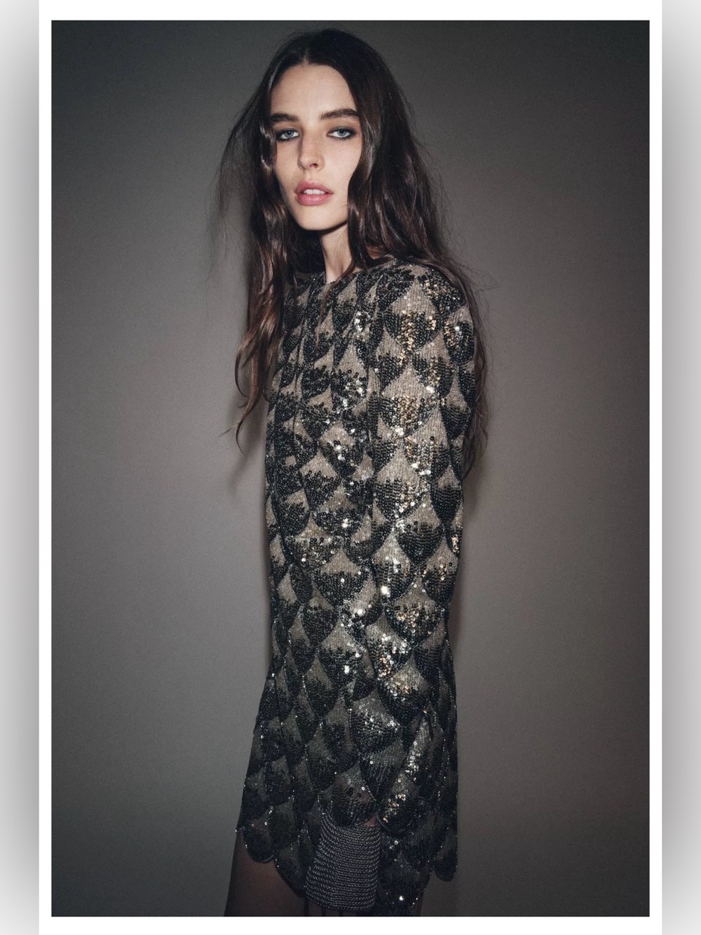 ZARA SEQUIN MINI DRESS SILVER SIZE LARGE